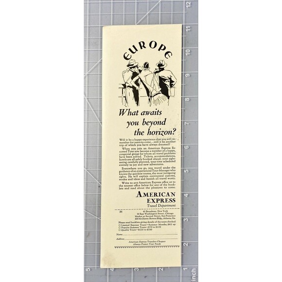 American Express "What Awaits You Beyond the Horizon?" Vintage Print Ad 1929 - Picture 2 of 3